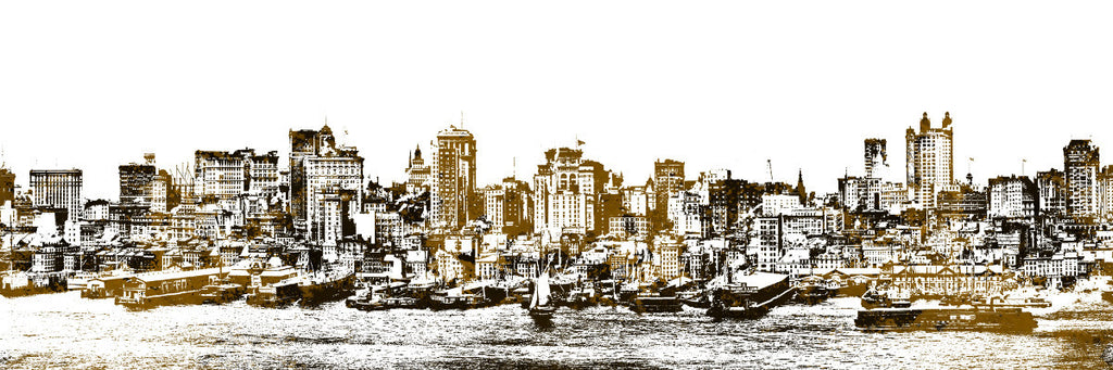 Manhattan New York Poster Panorama City Street Scene Art Print 5358