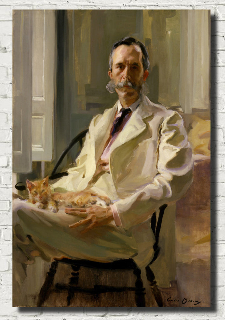 Man with the Cat (Henry Sturgis Drinker), Cecelia Beaux Fine Art Print