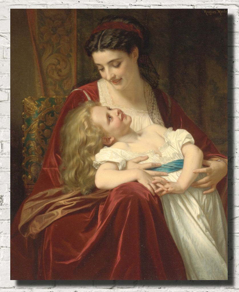 Hugues Merle Fine Art Print, Maternal Affection