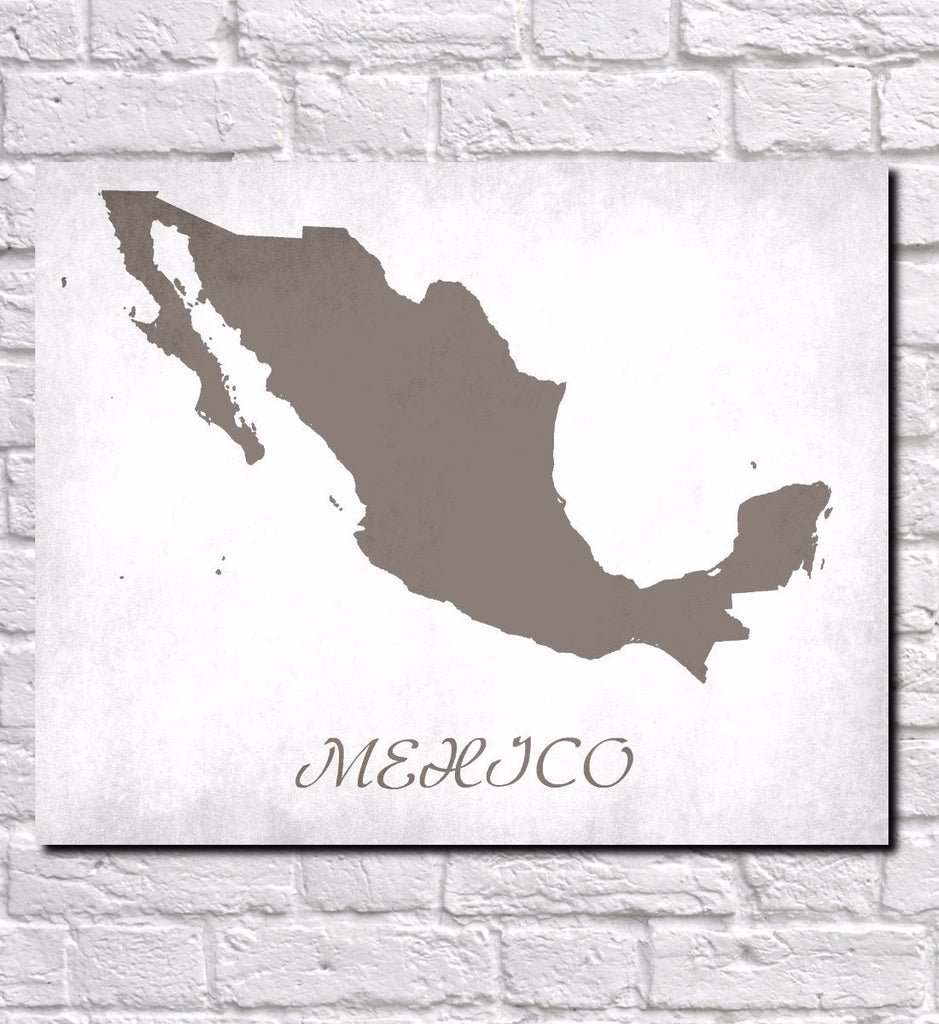 Mexican Map Print Outline Wall Map of Mexico