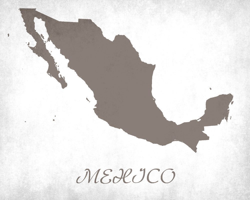 Mexican Map Print Outline Wall Map of Mexico