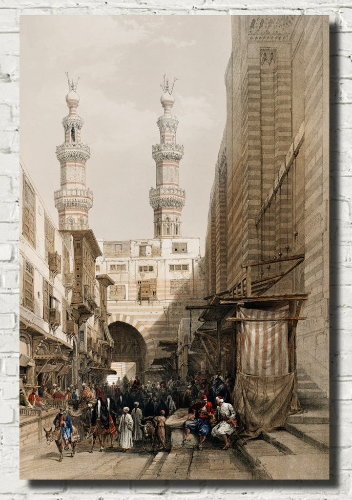 Minarets and grand entrance of the Metwalys at Cairo, David Roberts Fine Art Print