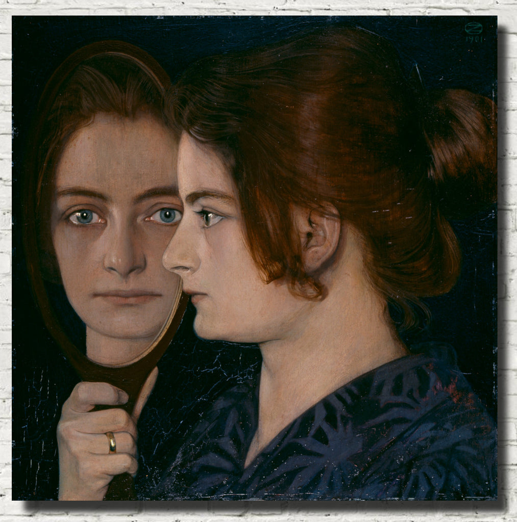 Oskar Zwintcher Fine Art Print, Mirror Portrait of the Artists Wife