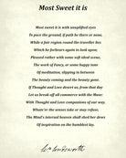 Most sweet it is with unuplifted eyes, Poem by William Wordsworth, Typography Print