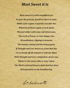 Most sweet it is with unuplifted eyes, Poem by William Wordsworth, Typography Print