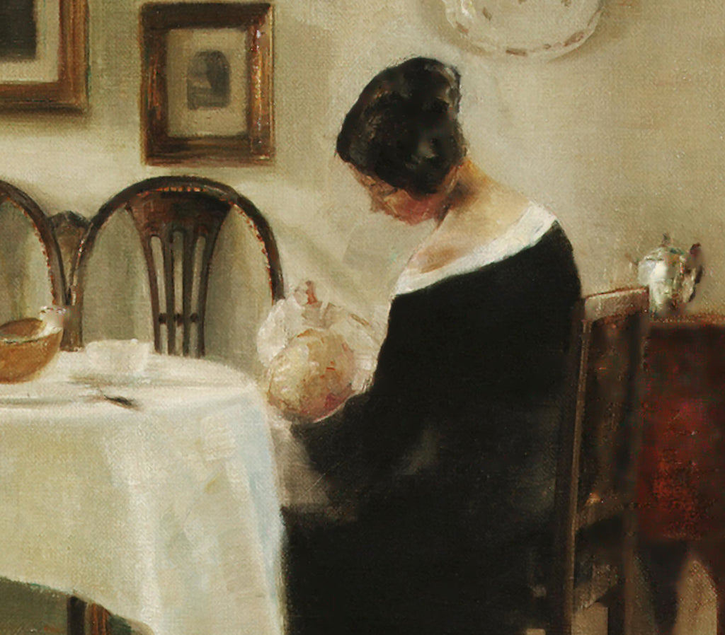 Carl Holsøe Fine Art Print, Mother and child in a dining room interior