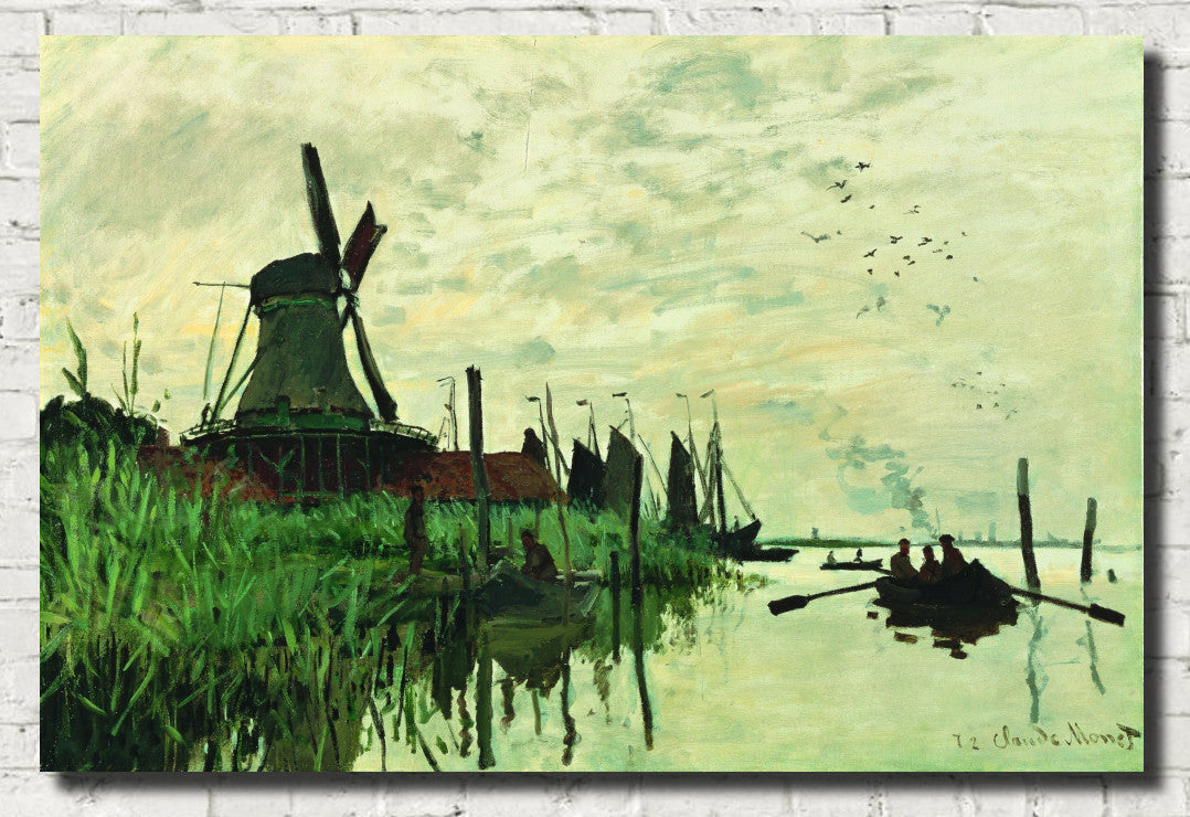 Claude Monet Fine Art Print, WindMill in Zaandam
