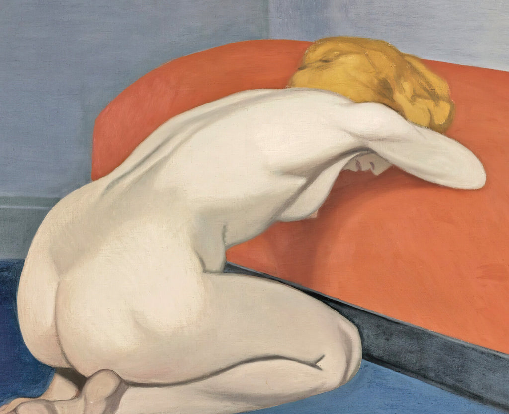 Naked Woman Kneeling In Front of a Red Couch, Félix Vallotton Fine Art Print