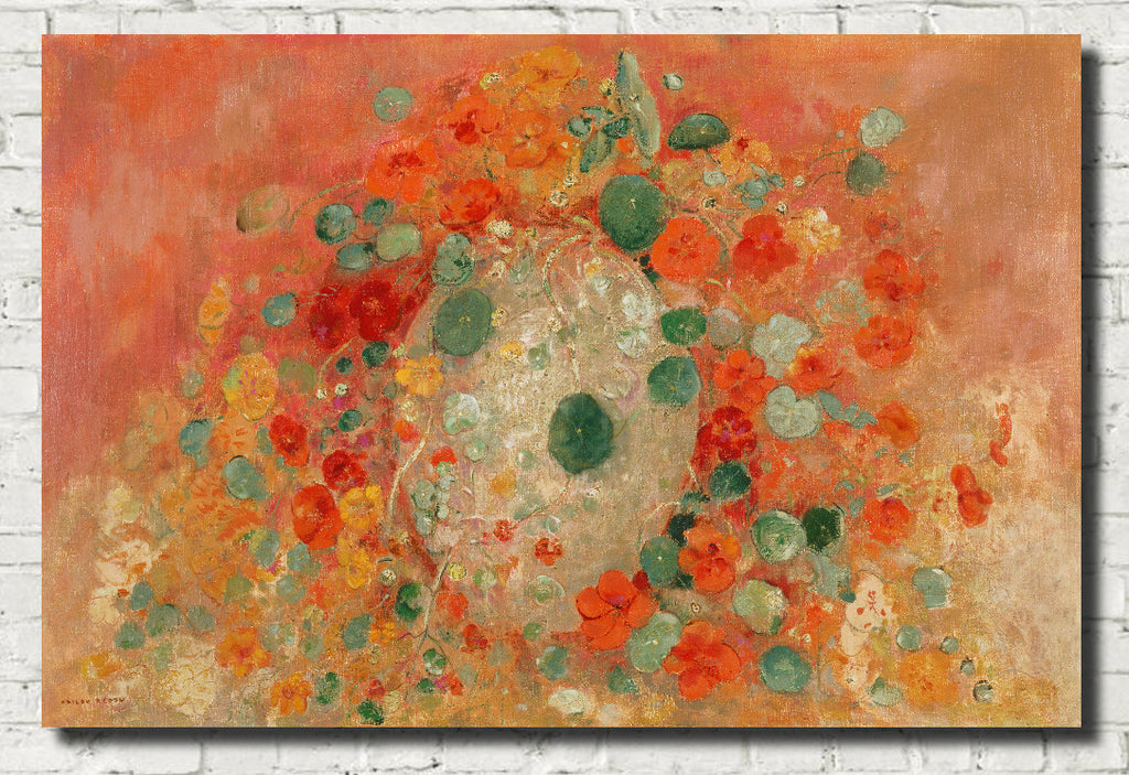 Nasturtiums Flower Painting, Odilon Redon Fine Art Print