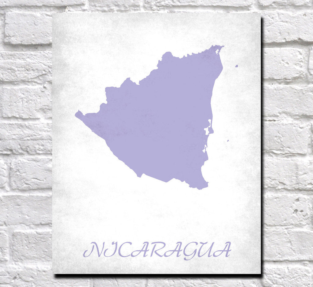 Nicaragua Map Print Outline Wall Map