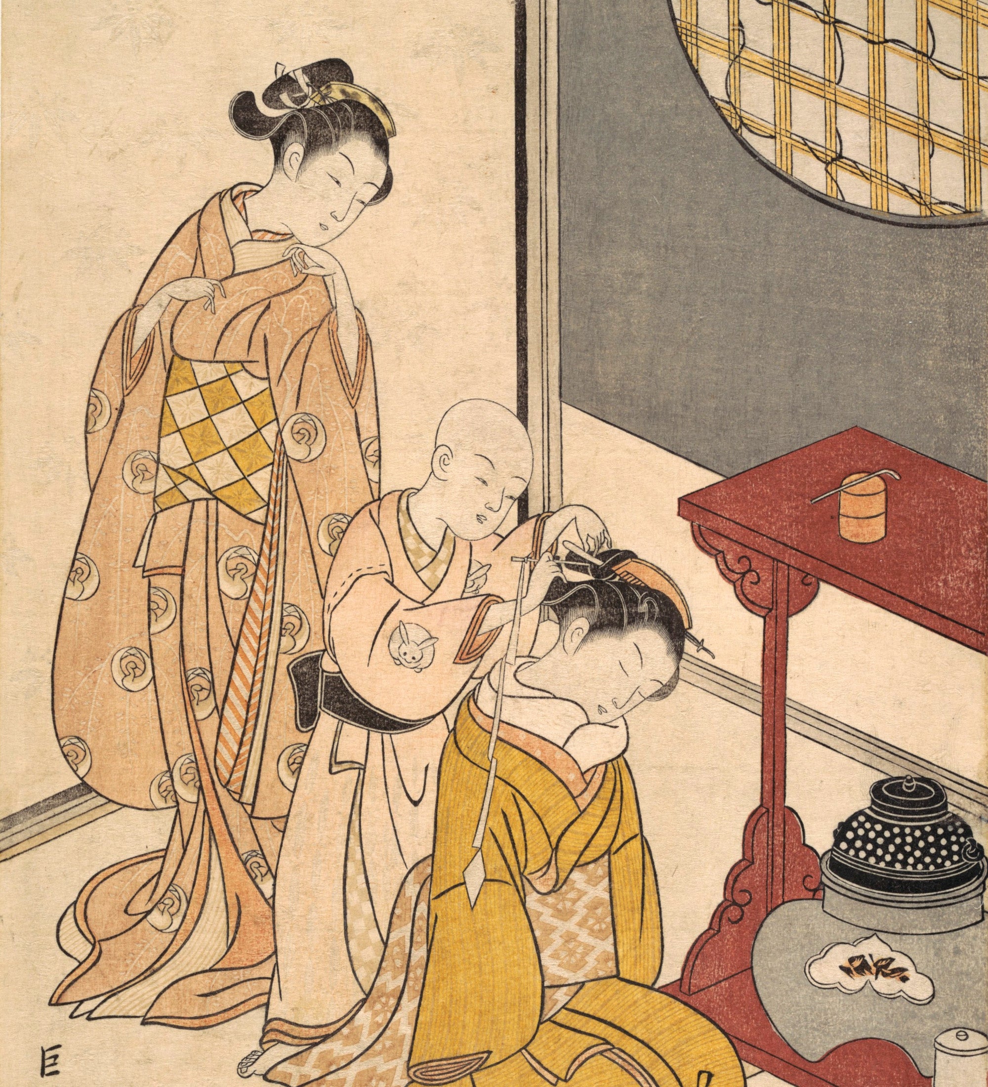 Suzuki Harunobu, Japanese Art Print : Night Rain on the