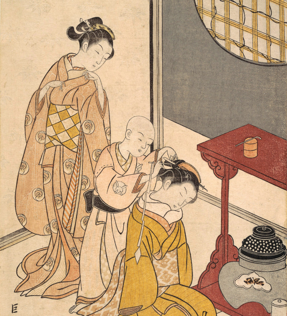 Suzuki Harunobu, Japanese Art Print : Night Rain on the Daisu