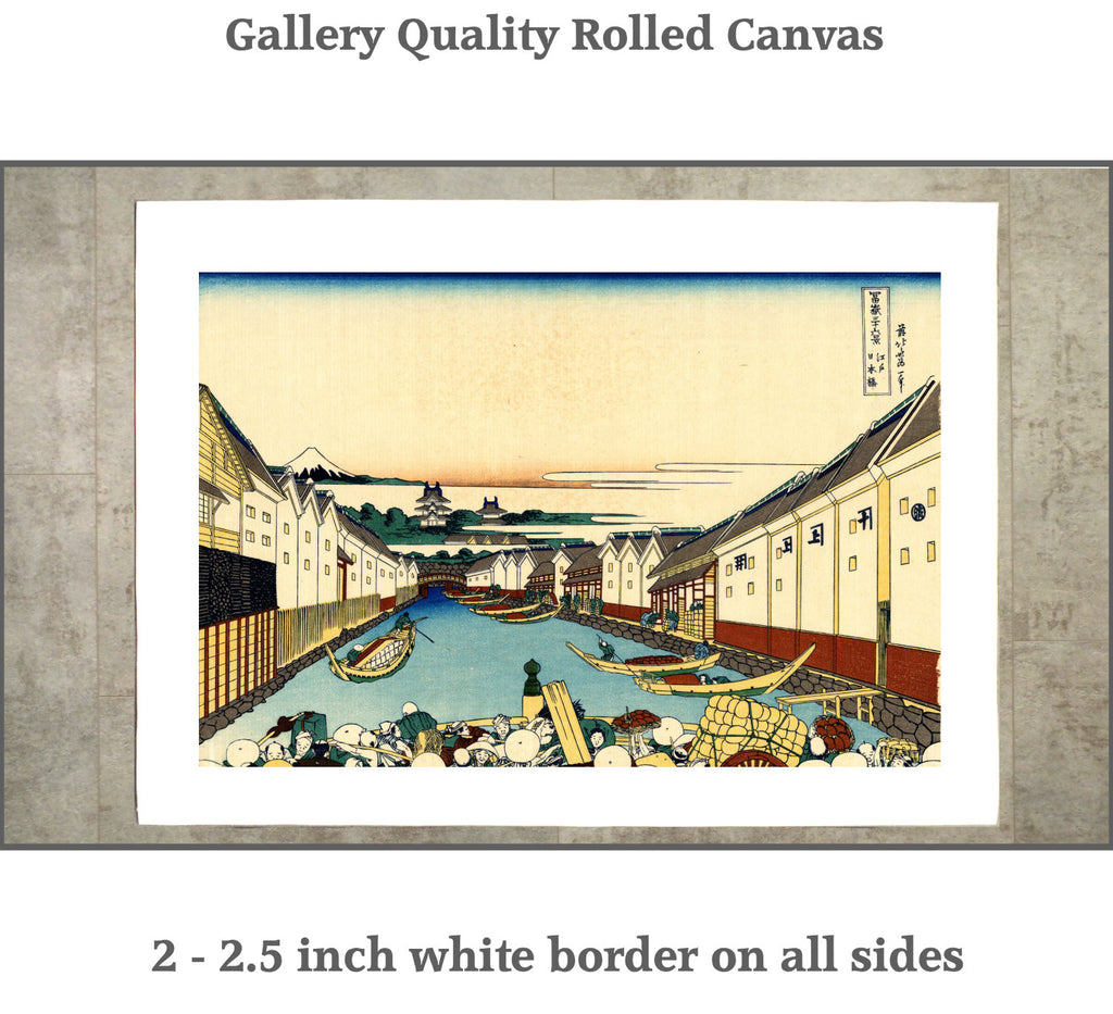 36 Views of Mount Fuji, Nihonbashi bridge in Edo, Katsushika Hokusai, Japanese Print