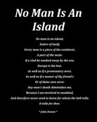 No Man Is An Island Poem by John Donne, Typography Print