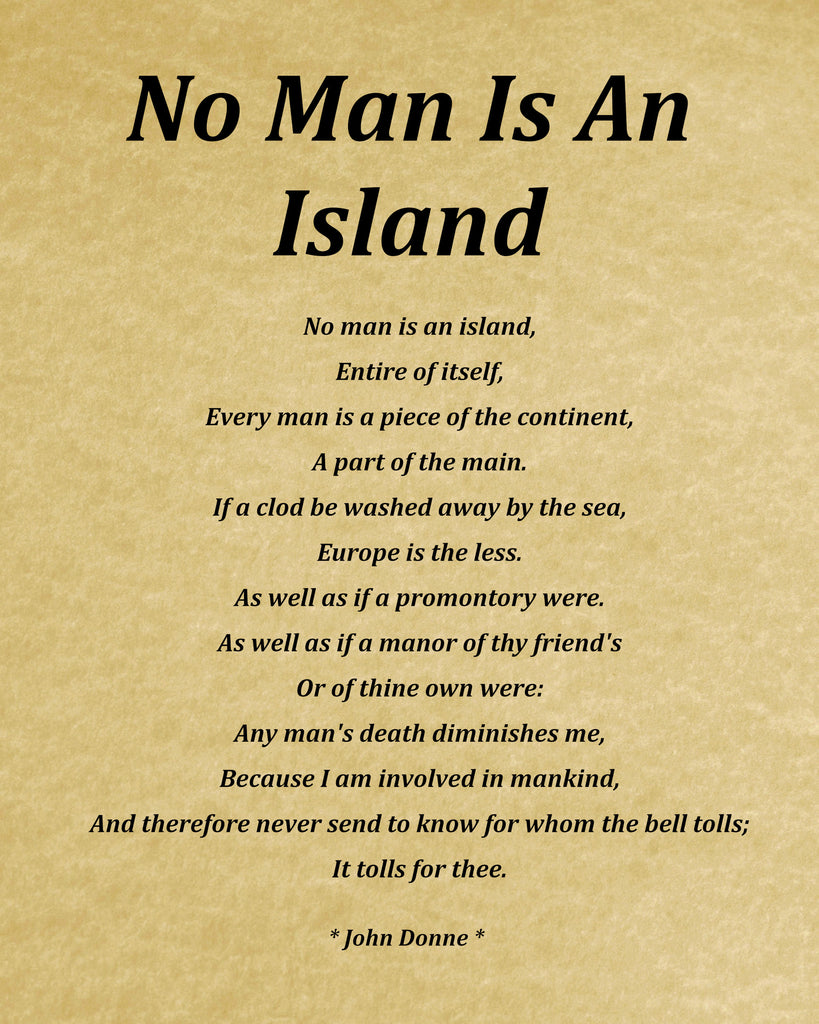 No Man Is An Island Poem by John Donne, Typography Print