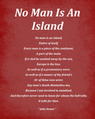 No Man Is An Island Poem by John Donne, Typography Print