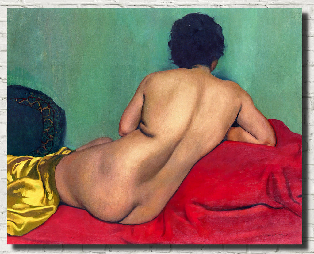 Woman with bare back on a red Couch, Félix Vallotton
