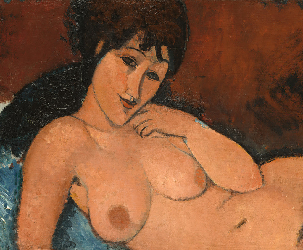 Amedeo Modigliani Fine Art Print : Nude on a Blue Cushion
