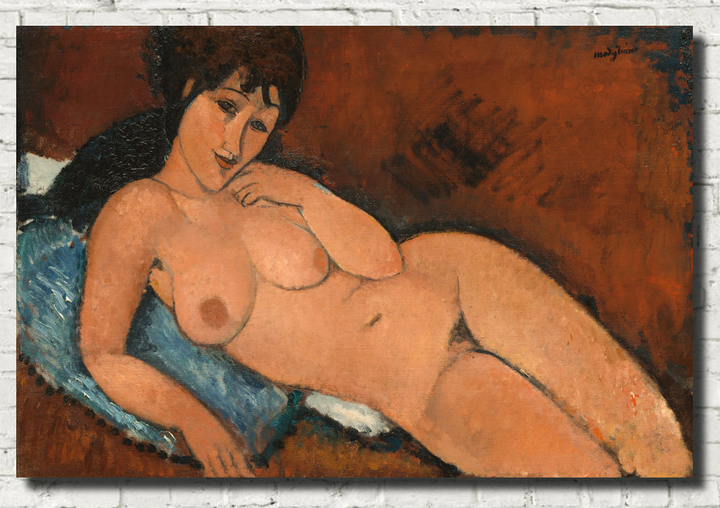 Amedeo Modigliani Fine Art Print : Nude on a Blue Cushion