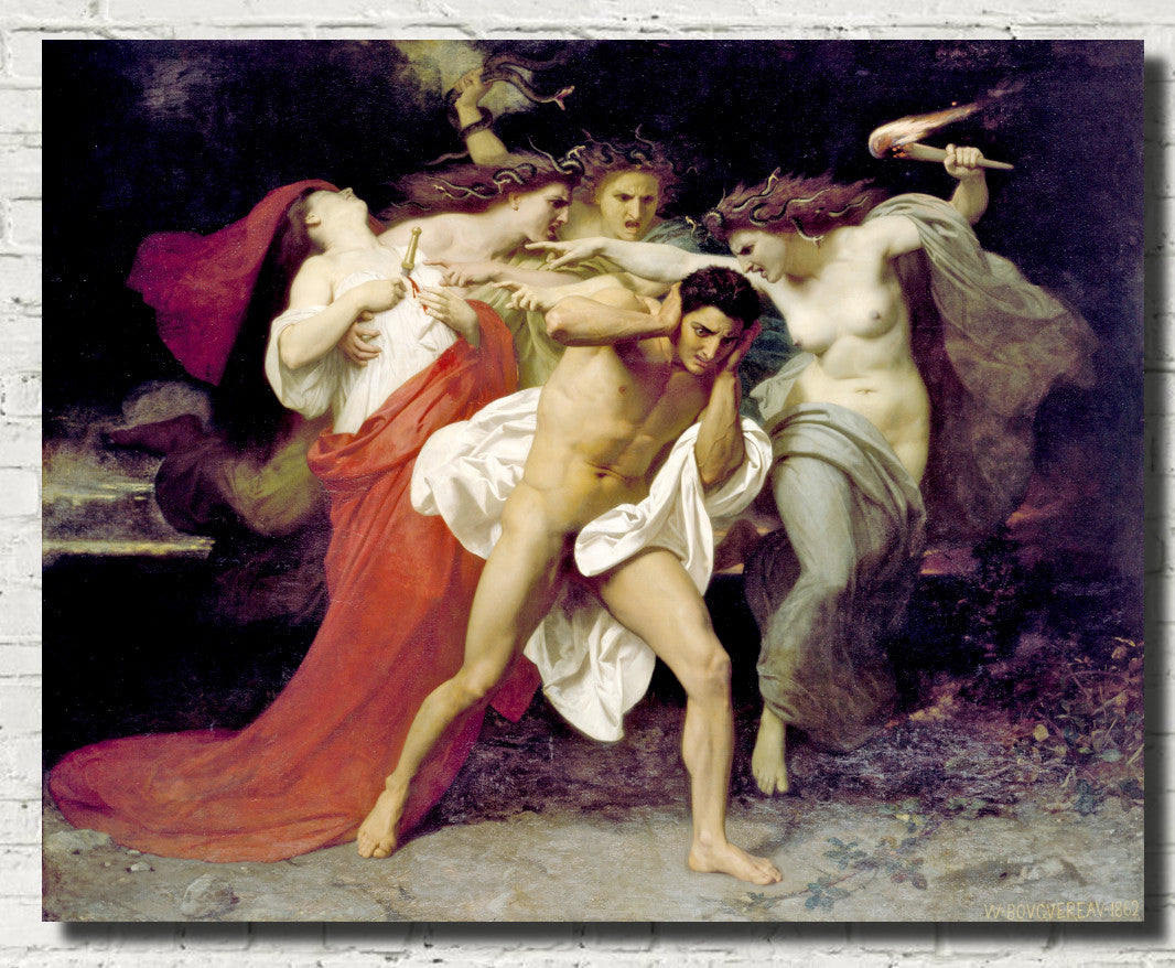 William-Adolphe Bouguereau, Fine Art Print : Orestes Pursued by the Furies