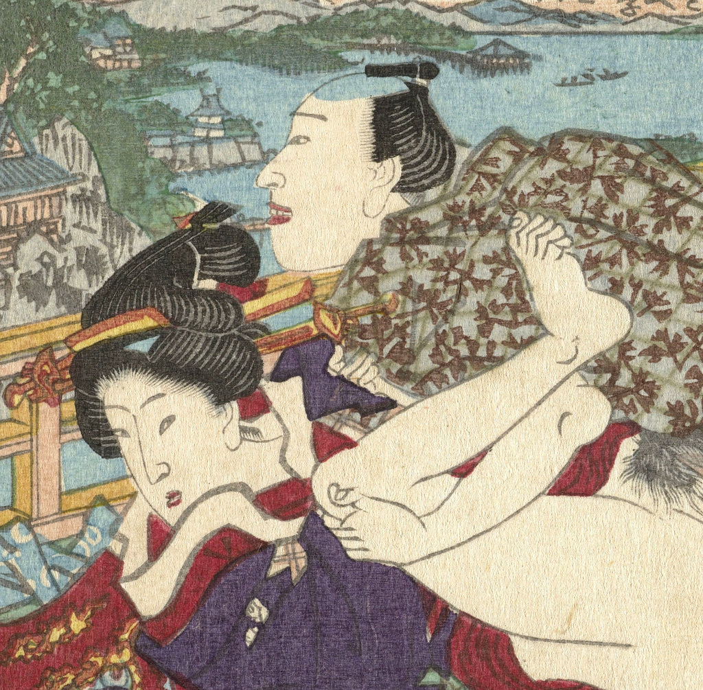 Utagawa Kunisada, Japanese Art Print : Otsu, The erotic road to the capital