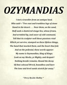 Ozymandias Poem by Percy Bysshe Shelley, Typography Print