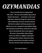 Ozymandias Poem by Percy Bysshe Shelley, Typography Print