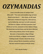 Ozymandias Poem by Percy Bysshe Shelley, Typography Print