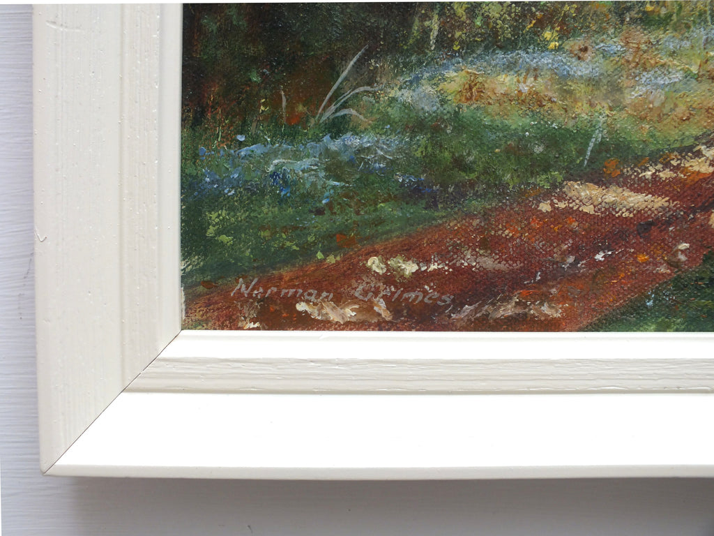 Woodland Lane Forest Landscape Oil Painting Framed Signed