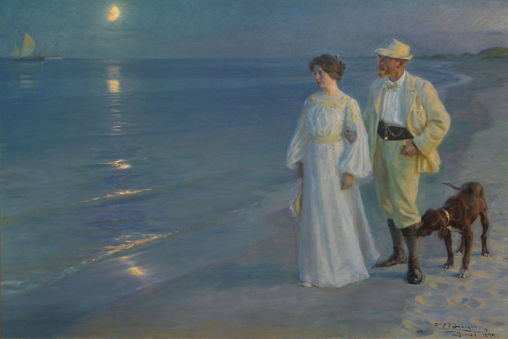Evening Walk Summer Beach, PS Krøyer Fine Art Print
