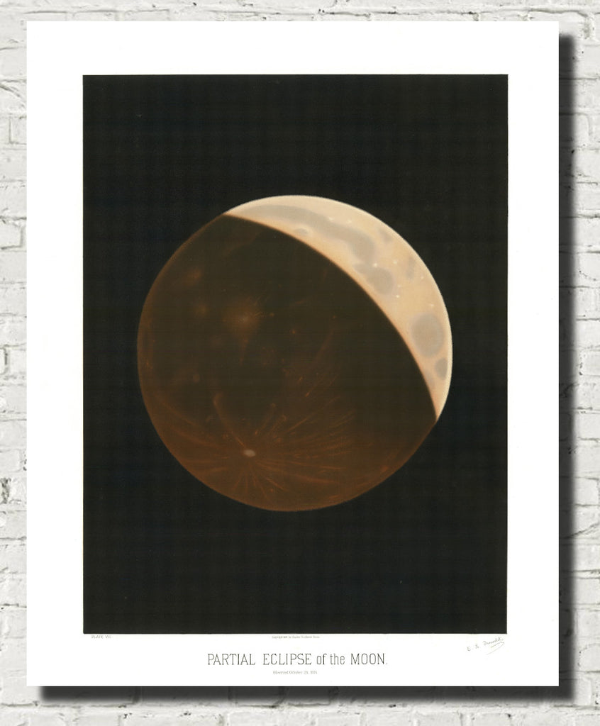 Étienne Léopold Trouvelot Fine Art Print, Partial Eclipse of the Moon
