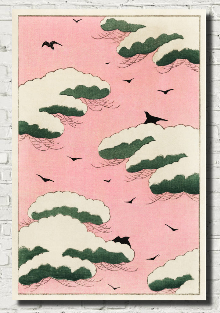 Pink Sky, Japanese illustration, Watanabe Shōtei Print