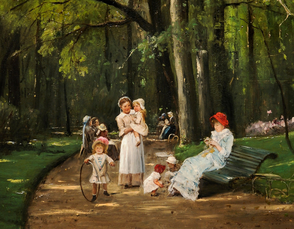 Mihály Munkácsy Fine Art Print, Promenade in the Parc Monceau