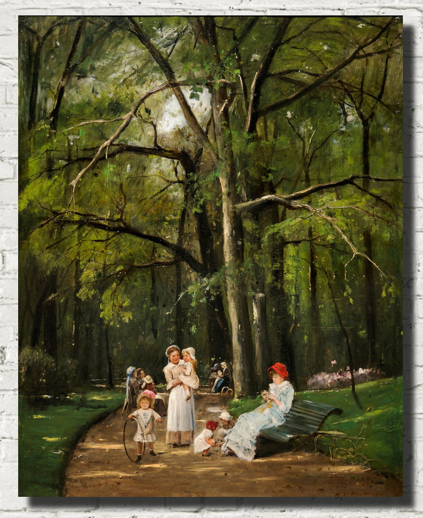Mihály Munkácsy Fine Art Print, Promenade in the Parc Monceau