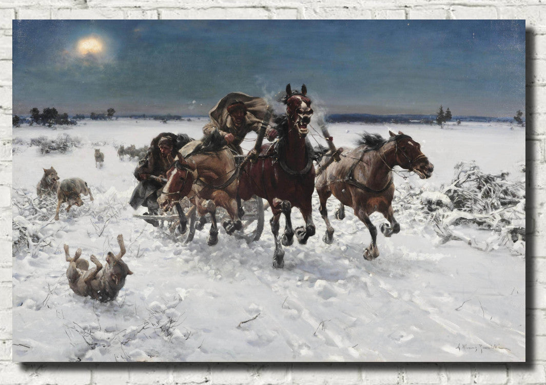 Alfred Kowalski Fine Art Print, Pursuit by Wolves