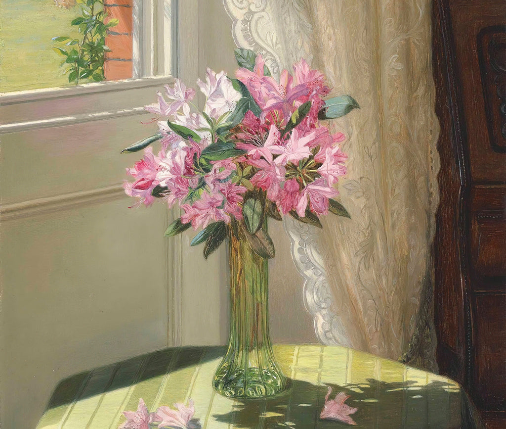 Rhododendrons by a window, Jessica Hayllar Fine Art Print