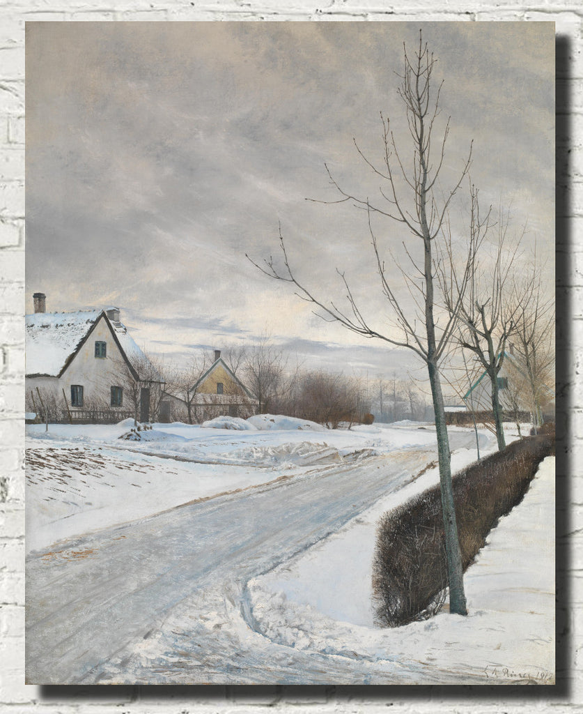 Laurits Andersen Ring Fine Art Print, Road in the Village of Baldersbrønde (Winter Day)