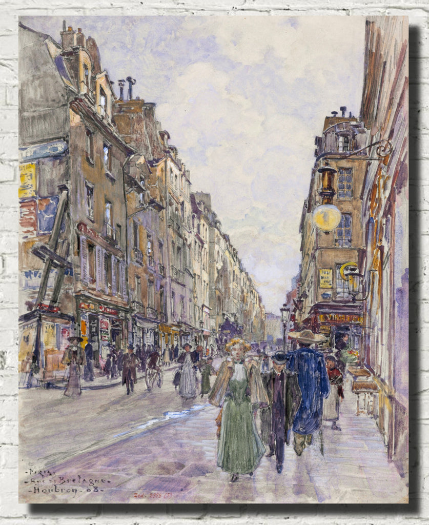 Frederic Anatole Houbron Fine Art Print, Rue de Bretagne, in 1908. 3rd arrondissement