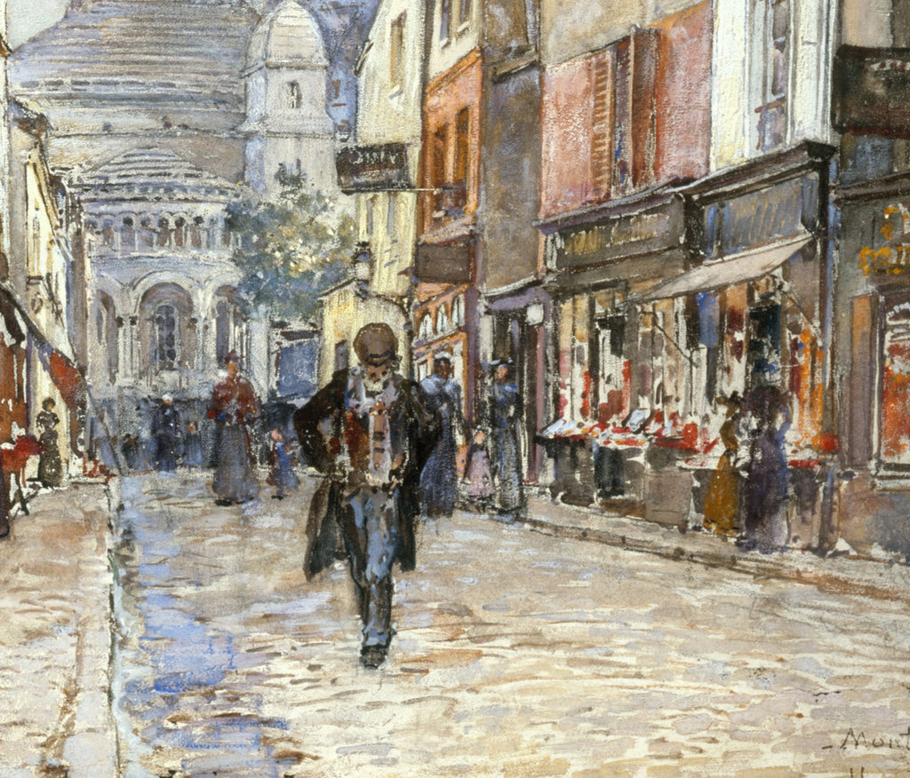 Frederic Anatole Houbron Fine Art Print, Rue du Chevalier-de-la-Barre, with the Sacré-Coeur under construction