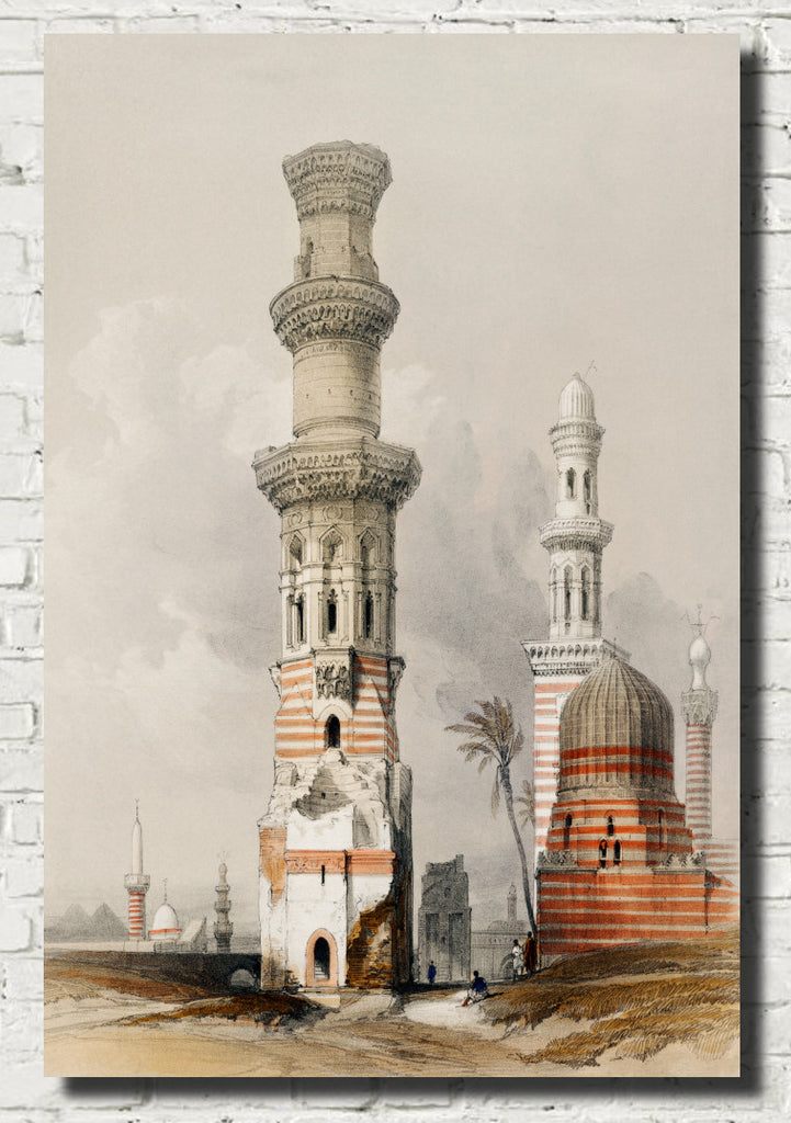 Ruined mosques in the desert west of the Citadel, David Roberts Fine Art Print
