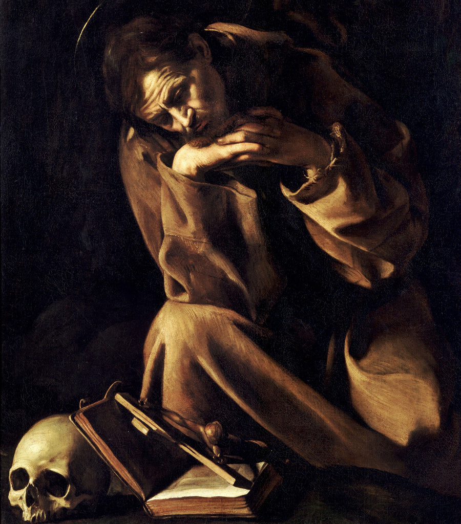 Caravaggio Baroque Fine Art Print, Saint Francis in Meditation