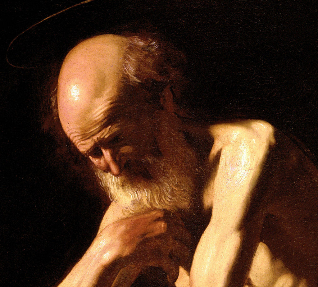 Caravaggio Baroque Fine Art Print, Saint Jerome penitent