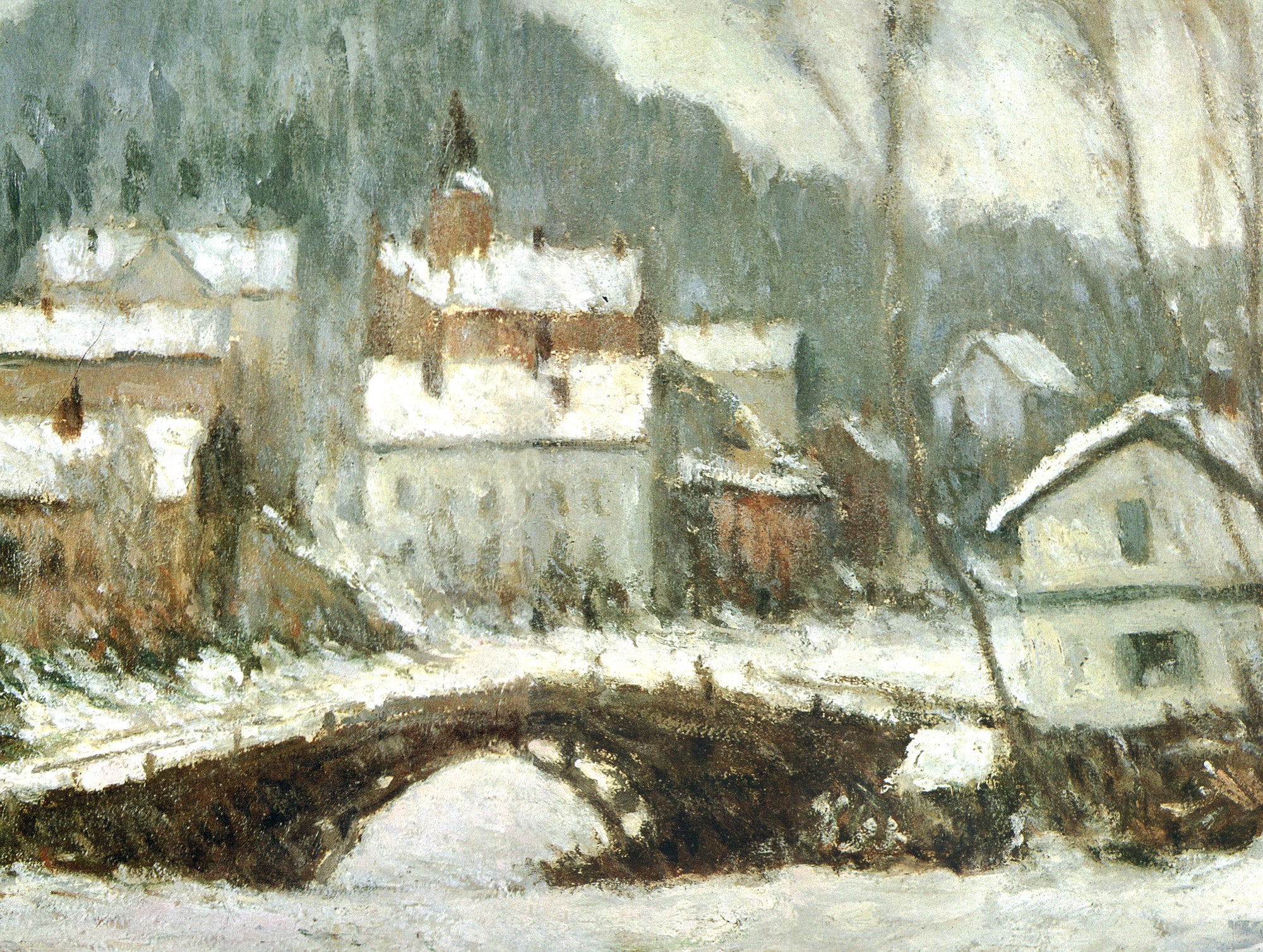 Claude Monet Fine Art Print, Sandvika Village in the Snow