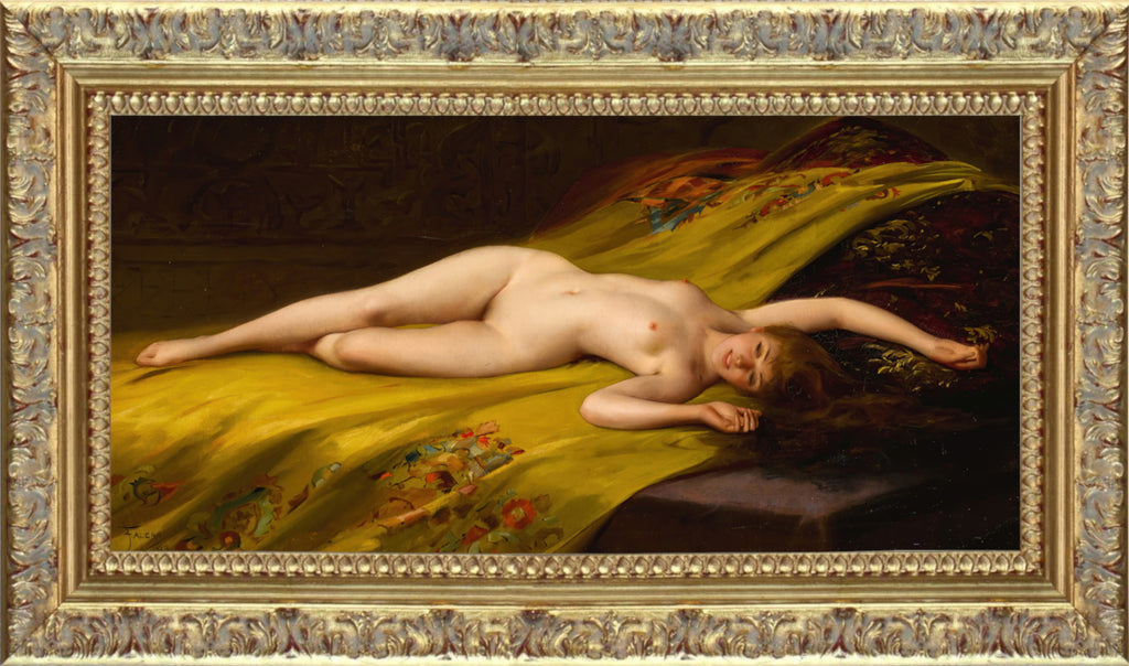 Canvas Reproduction, Luis Ricardo Falero : Seduction, Reclining Nude