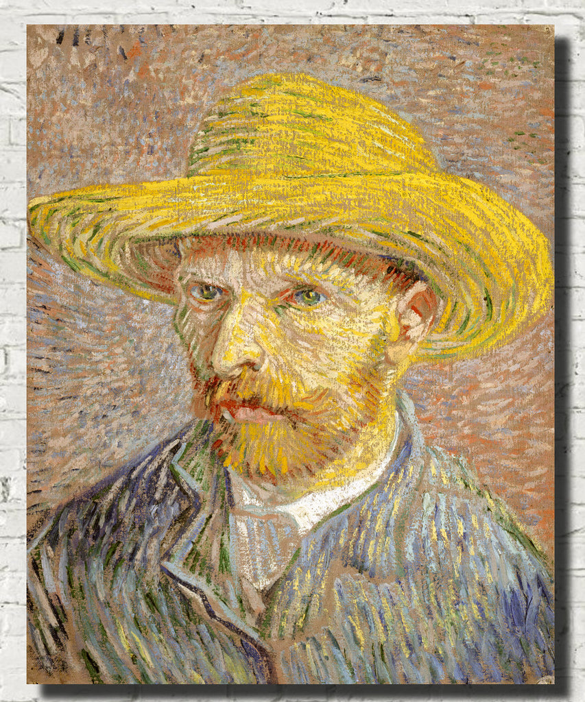 Vincent Van Gogh Fine Art Print, Self Portrait with Straw Hat