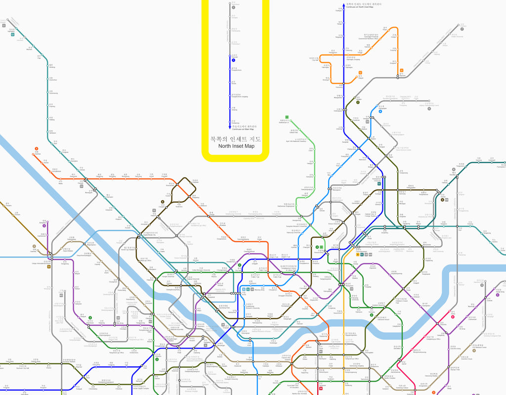 Seoul Metropolitan Subway Map Print Korean Travel Poster