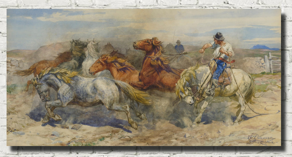 Separating A Stallion, Henry Enrico Coleman Fine Art Print