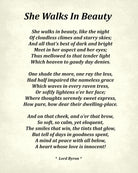 She Walks In Beauty Poem by Lord Byron, Typography Print