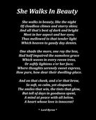 She Walks In Beauty Poem by Lord Byron, Typography Print