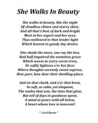 She Walks In Beauty Poem by Lord Byron, Typography Print